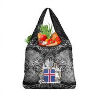 Icelandic Coat of Arms Grocery Bag Viking Knotwork and National Flag Design