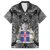 Icelandic Coat of Arms Hawaiian Shirt Viking Knotwork and National Flag Design