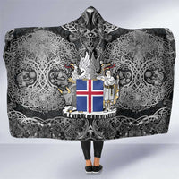 Icelandic Coat of Arms Hooded Blanket Viking Knotwork and National Flag Design