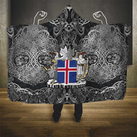 Icelandic Coat of Arms Hooded Blanket Viking Knotwork and National Flag Design