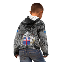 Icelandic Coat of Arms Kid Hoodie Viking Knotwork and National Flag Design