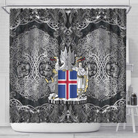 Icelandic Coat of Arms Shower Curtain Viking Knotwork and National Flag Design