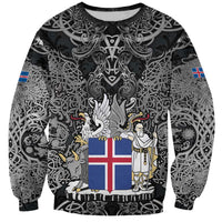 Icelandic Coat of Arms Sweatshirt Viking Knotwork and National Flag Design