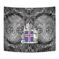 Icelandic Coat of Arms Tapestry Viking Knotwork and National Flag Design