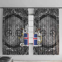 Icelandic Coat of Arms Window Curtain Viking Knotwork and National Flag Design