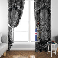 Icelandic Coat of Arms Window Curtain Viking Knotwork and National Flag Design