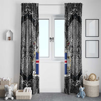 Icelandic Coat of Arms Window Curtain Viking Knotwork and National Flag Design