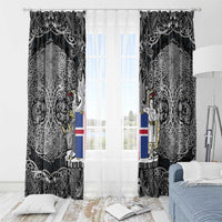 Icelandic Coat of Arms Window Curtain Viking Knotwork and National Flag Design