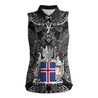 Icelandic Coat of Arms Women Sleeveless Polo Shirt Viking Knotwork and National Flag Design
