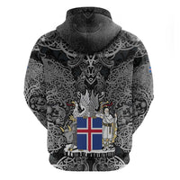 Icelandic Coat of Arms Zip Hoodie Viking Knotwork and National Flag Design
