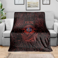 Iceland Vikings Blanket Norse Runes with Raven and Longship Design Featuring National Flag
