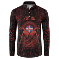 Iceland Vikings Button Sweatshirt Norse Runes with Raven and Longship Design Featuring National Flag