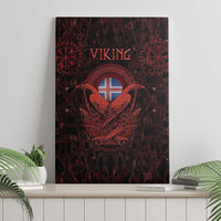 Iceland Vikings Canvas Wall Art Norse Runes with Raven and Longship Design Featuring National Flag