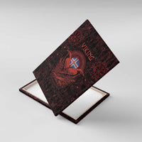 Iceland Vikings Canvas Wall Art Norse Runes with Raven and Longship Design Featuring National Flag