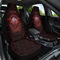 Iceland Vikings Car Seat Cover Norse Runes with Raven and Longship Design Featuring National Flag