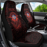 Iceland Vikings Car Seat Cover Norse Runes with Raven and Longship Design Featuring National Flag