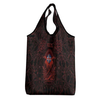 Iceland Vikings Grocery Bag Norse Runes with Raven and Longship Design Featuring National Flag