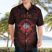 Iceland Vikings Hawaiian Shirt Norse Runes with Raven and Longship Design Featuring National Flag