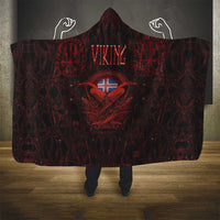 Iceland Vikings Hooded Blanket Norse Runes with Raven and Longship Design Featuring National Flag