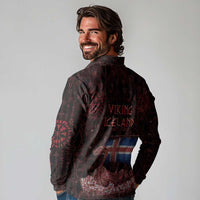 Iceland Vikings Long Sleeve Polo Shirt Norse Runes with Raven and Longship Design Featuring National Flag