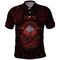 Iceland Vikings Polo Shirt Norse Runes with Raven and Longship Design Featuring National Flag
