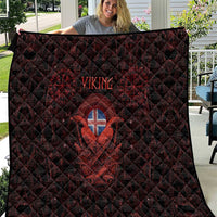 Iceland Vikings Quilt Norse Runes with Raven and Longship Design Featuring National Flag