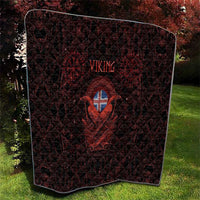 Iceland Vikings Quilt Norse Runes with Raven and Longship Design Featuring National Flag