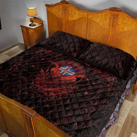 Iceland Vikings Quilt Bed Set Norse Runes with Raven and Longship Design Featuring National Flag