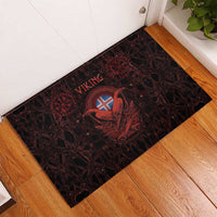 Iceland Vikings Rubber Doormat Norse Runes with Raven and Longship Design Featuring National Flag