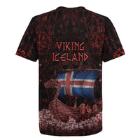 Iceland Vikings Rugby Jersey Norse Runes with Raven and Longship Design Featuring National Flag