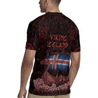 Iceland Vikings Rugby Jersey Norse Runes with Raven and Longship Design Featuring National Flag