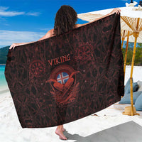 Iceland Vikings Sarong Norse Runes with Raven and Longship Design Featuring National Flag