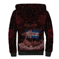 Iceland Vikings Sherpa Hoodie Norse Runes with Raven and Longship Design Featuring National Flag