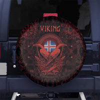 Iceland Vikings Spare Tire Cover Norse Runes with Raven and Longship Design Featuring National Flag