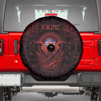Iceland Vikings Spare Tire Cover Norse Runes with Raven and Longship Design Featuring National Flag