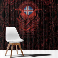 Iceland Vikings Window Curtain Norse Runes with Raven and Longship Design Featuring National Flag