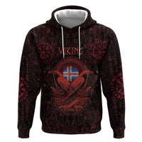 Iceland Vikings Zip Hoodie Norse Runes with Raven and Longship Design Featuring National Flag