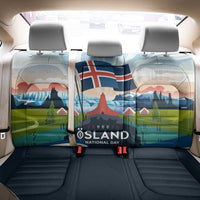 Iceland National Day Back Car Seat Cover with Icelandic Flag Crest and Scenic Landscape Design
