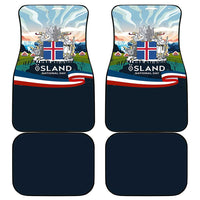 Iceland National Day Car Mats with Icelandic Flag Crest and Scenic Landscape Design