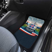 Iceland National Day Car Mats with Icelandic Flag Crest and Scenic Landscape Design