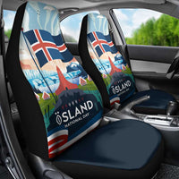 Iceland National Day Car Seat Cover with Icelandic Flag Crest and Scenic Landscape Design