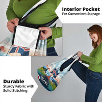 Iceland National Day Grocery Bag with Icelandic Flag Crest and Scenic Landscape Design