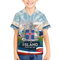 Iceland National Day Hawaiian Shirt with Icelandic Flag Crest and Scenic Landscape Design