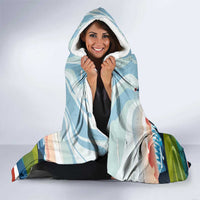 Iceland National Day Hooded Blanket with Icelandic Flag Crest and Scenic Landscape Design