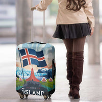 Iceland National Day Luggage Cover with Icelandic Flag Crest and Scenic Landscape Design