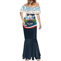 Iceland National Day Mermaid Dress with Icelandic Flag Crest and Scenic Landscape Design