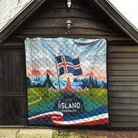 Iceland National Day Quilt with Icelandic Flag Crest and Scenic Landscape Design