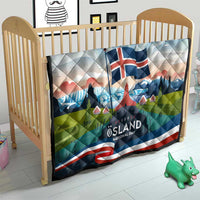 Iceland National Day Quilt with Icelandic Flag Crest and Scenic Landscape Design