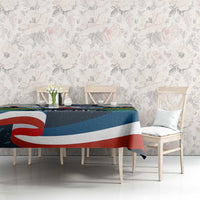 Iceland National Day Tablecloth with Icelandic Flag Crest and Scenic Landscape Design