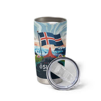 Iceland National Day Tumbler Cup with Icelandic Flag Crest and Scenic Landscape Design
